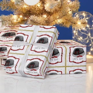 Funny Let's Go! for a Walk Pekingese Dog (black) Geschenkpapier