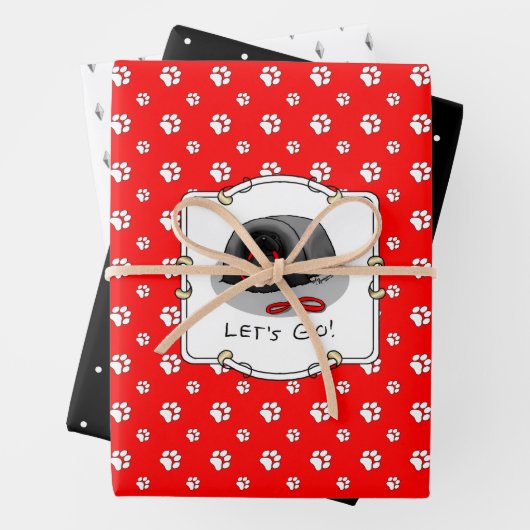 Funny Let's Go! for a Walk Pekingese Dog (black) Geschenkpapier Set (Beispiel)