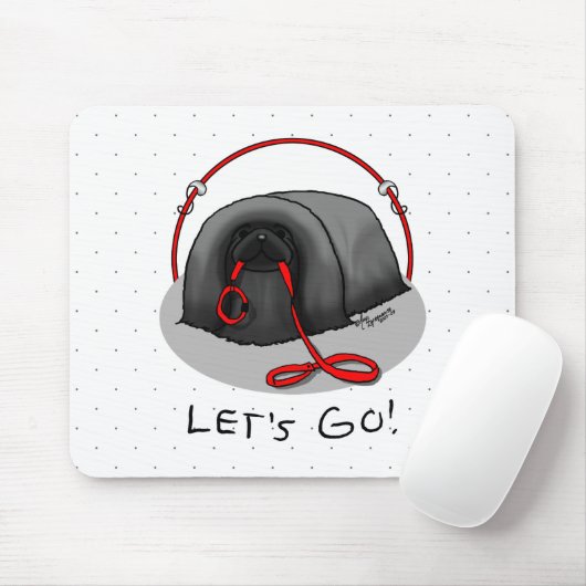 Funny Let's Go! for a Walk Pekingese Dog (black) Mousepad (Mit Mouse)