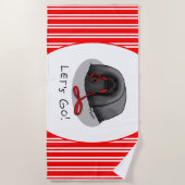 Funny Let's Go! for a Walk Pekingese Dog (black) Strandtuch (Vorderseite)