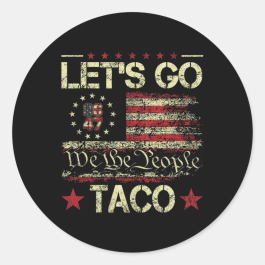 Funny Let's Go Taco 7 Runder Aufkleber (Vorderseite)