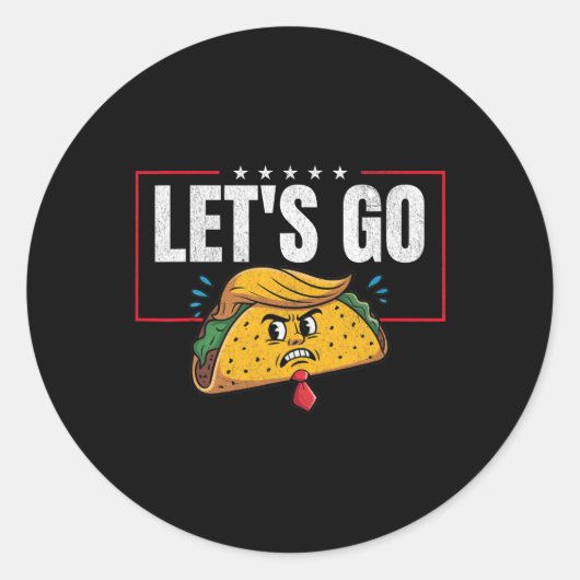 Funny Let's Go Taco 9 Runder Aufkleber (Vorderseite)