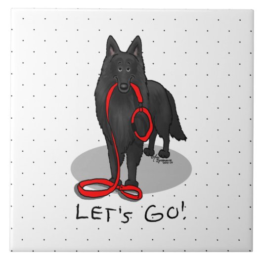 Funny Let's Go! Walk Belgian Sheepdog (black 1) Fliese (Vorderseite)