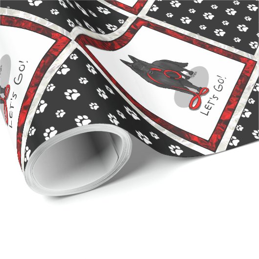 Funny Let's Go! Walk Belgian Sheepdog (black 1) Geschenkpapier (Rolleneckpunkt)