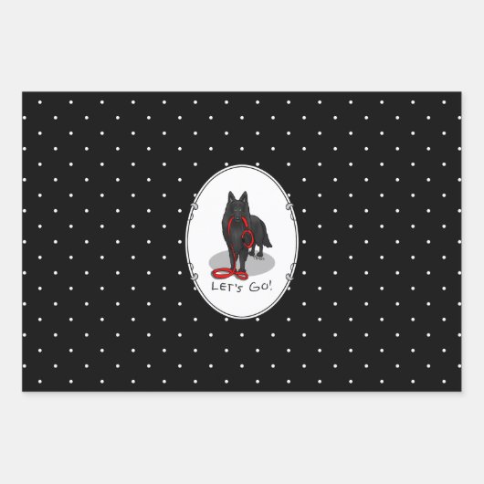 Funny Let's Go! Walk Belgian Sheepdog (black 1) Geschenkpapier Set (Vorderseite 2)