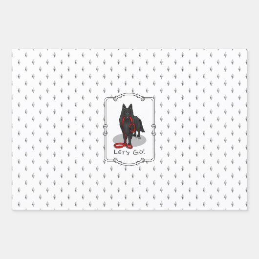 Funny Let's Go! Walk Belgian Sheepdog (black 1) Geschenkpapier Set (Vorderseite 3)