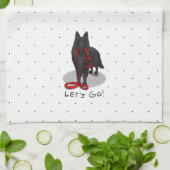 Funny Let's Go! Walk Belgian Sheepdog (black 1) Geschirrtuch (Gefaltet)