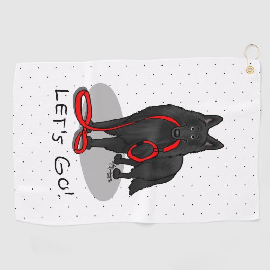 Funny Let's Go! Walk Belgian Sheepdog (black 1) Golfhandtuch (Horizontal)