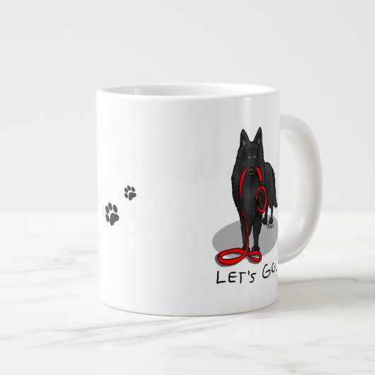 Funny Let's Go! Walk Belgian Sheepdog (black 1) Jumbo-Tasse (Vorderseite Rechts)