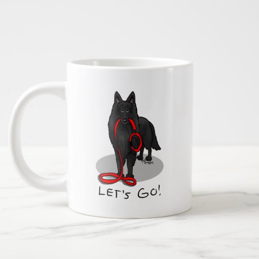 Funny Let's Go! Walk Belgian Sheepdog (black 1) Jumbo-Tasse (Links)