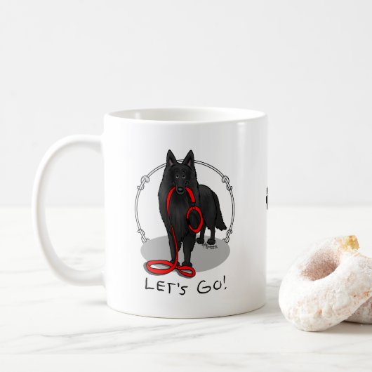 Funny Let's Go! Walk Belgian Sheepdog (black 1) Kaffeetasse (Mit Donut)