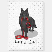 Funny Let's Go! Walk Belgian Sheepdog (black 1) Magnet (Vorderseite)
