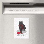 Funny Let's Go! Walk Belgian Sheepdog (black 1) Magnet (In Situ (Geschirrspüler))