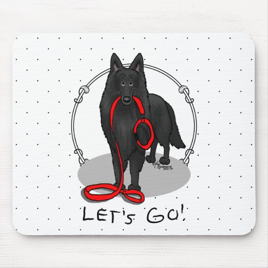 Funny Let's Go! Walk Belgian Sheepdog (black 1) Mousepad (Vorne)