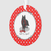 Funny Let's Go! Walk Belgian Sheepdog (black 1) Ornament (Vorderseite)