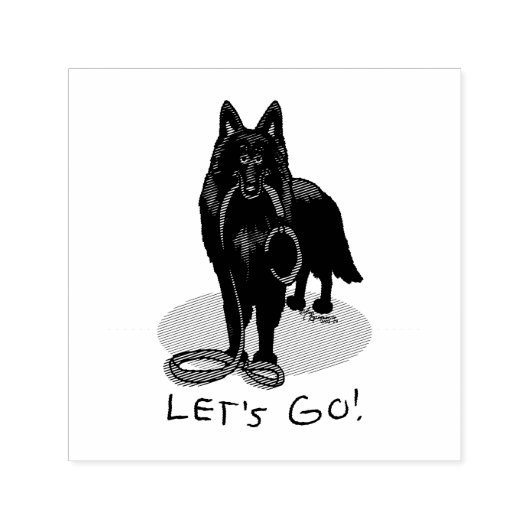 Funny Let's Go! Walk Belgian Sheepdog (black 1) Permastempel (Design)