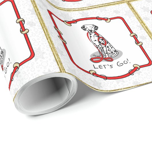 Funny Let's Go! Walk Dalmatian Dog (black 1) Geschenkpapier (Rolleneckpunkt)