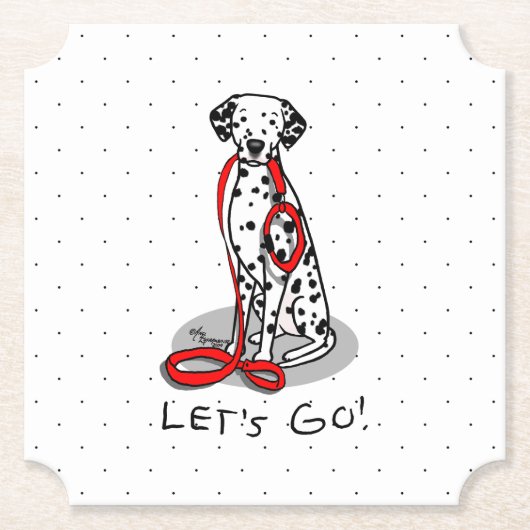 Funny Let's Go! Walk Dalmatian Dog (black 1) Untersetzer (Vorderseite)