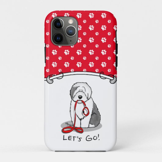Funny Let's Go! Walk Old English Sheepdog (Grau 1) Case-Mate iPhone Hülle (Rückseite)
