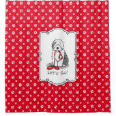 Funny Let's Go! Walk Old English Sheepdog (Grau 1) Duschvorhang (Vorderseite)