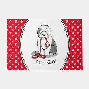 Funny Let's Go! Walk Old English Sheepdog (Grau 1) Fußmatte