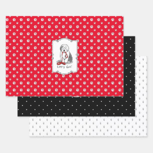 Funny Let's Go! Walk Old English Sheepdog (Grau 1) Geschenkpapier Set