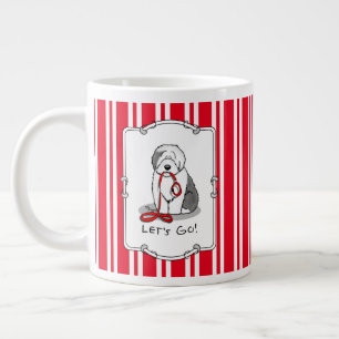 Funny Let's Go! Walk Old English Sheepdog (Grau 1) Jumbo-Tasse