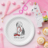 Funny Let's Go! Walk Old English Sheepdog (Grau 1) Pappteller (Party)