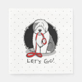 Funny Let's Go! Walk Old English Sheepdog (Grau 1) Serviette (Vorderseite)