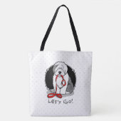 Funny Let's Go! Walk Old English Sheepdog (Grau 1) Tasche (Vorderseite)
