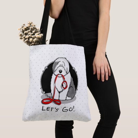 Funny Let's Go! Walk Old English Sheepdog (Grau 1) Tasche (Von Nahem)