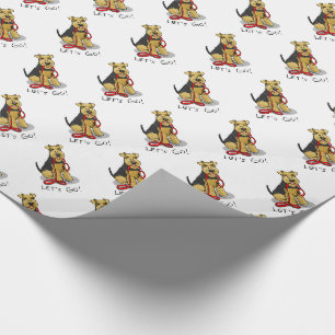 Funny Let's Go! Welsh Terrier Dog mit Leash Geschenkpapier