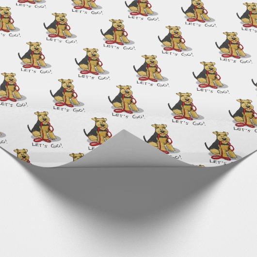 Funny Let's Go! Welsh Terrier Dog mit Leash Geschenkpapier (Ecke)