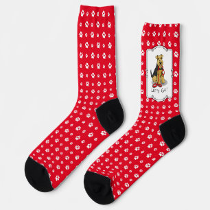 Funny Let's Go! Welsh Terrier Dog mit Leash Socken