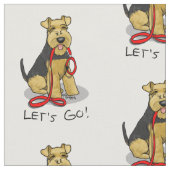 Funny Let's Go! Welsh Terrier Dog mit Leash Stoff (Nahaufnahme)