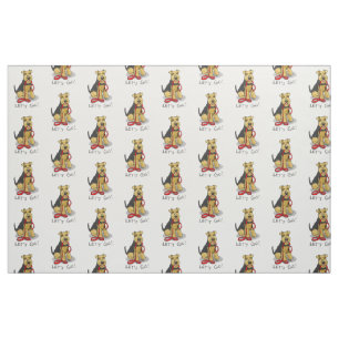 Funny Let's Go! Welsh Terrier Dog mit Leash Stoff
