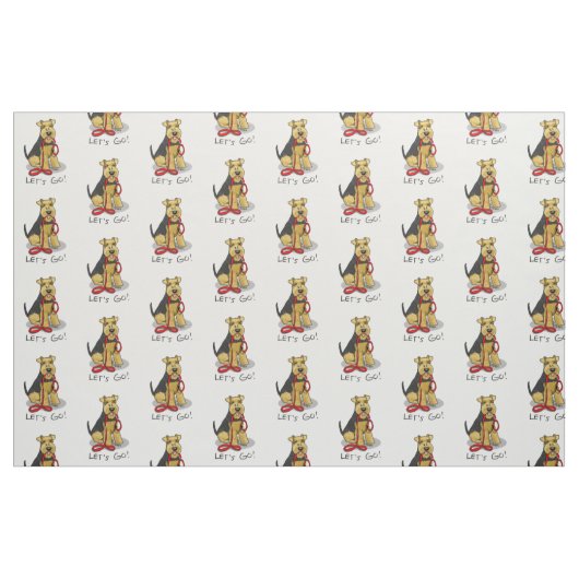 Funny Let's Go! Welsh Terrier Dog mit Leash Stoff (Fat Quarter (45,7 x 55,9 cm))