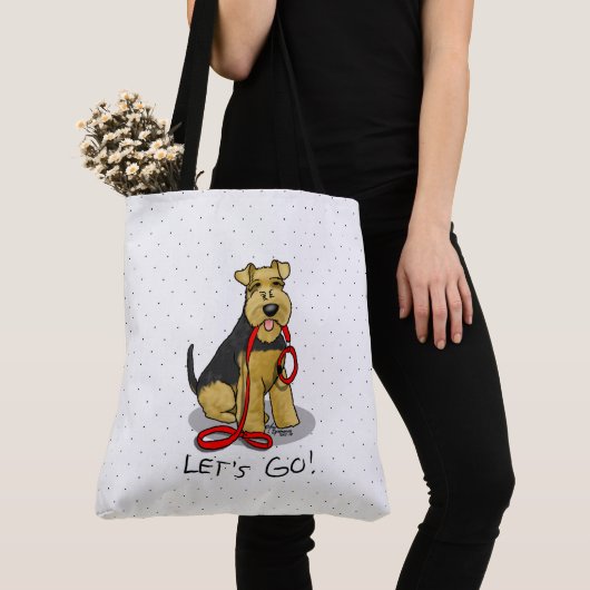 Funny Let's Go! Welsh Terrier Dog mit Leash Tasche (Von Nahem)