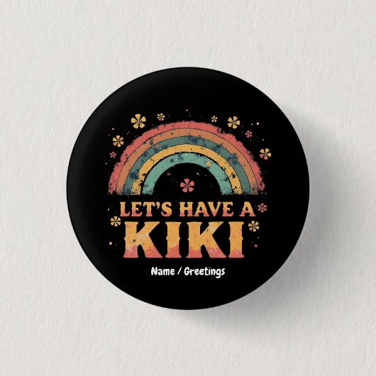 Funny "Let's have a Kiki" LGBT Trans Gender Retro Button (Vorderseite)