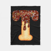 Funny Letter T Ice Cream Chocolate Sprinkles  Fleecedecke (Vorderseite)