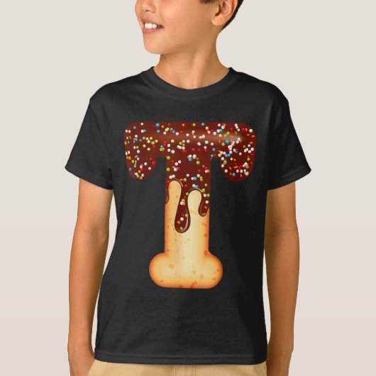 Funny Letter T Ice Cream Chocolate Sprinkles  T-Shirt (Vorderseite)