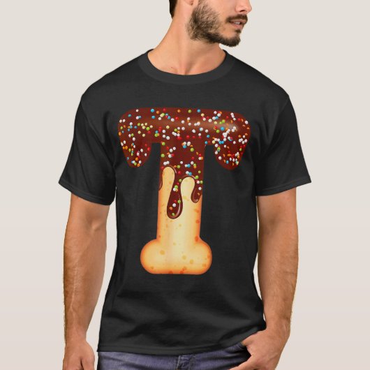 Funny Letter T Ice Cream Chocolate Sprinkles  T-Shirt (Vorderseite)