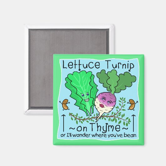 Funny Lettuce Turnip Thyme Gemüsepuppe Cartoon Magnet (Vorderseite/Rückseite)