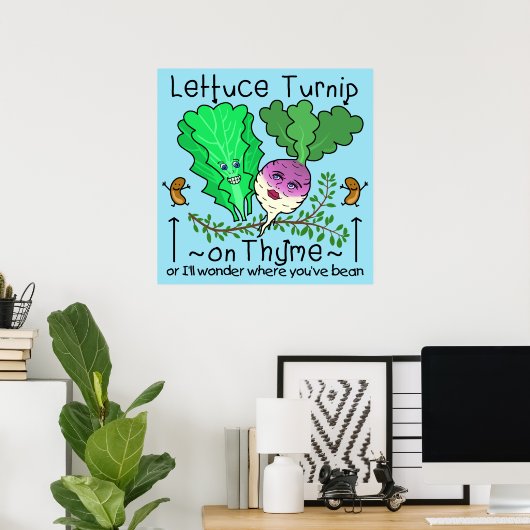Funny Lettuce Turnip Thyme Gemüsepuppe Cartoon Poster (Heimbüro)