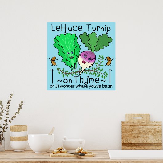 Funny Lettuce Turnip Thyme Gemüsepuppe Cartoon Poster (Küche)