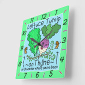 Funny Lettuce Turnip Thyme Gemüsepuppe Cartoon Quadratische Wanduhr (Winkel)