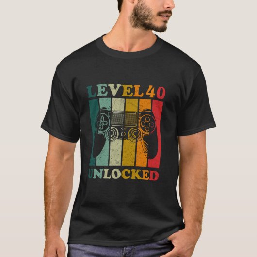 Funny Level 40 Unlocks Bday Gamer 40th B T-Shirt (Vorderseite)