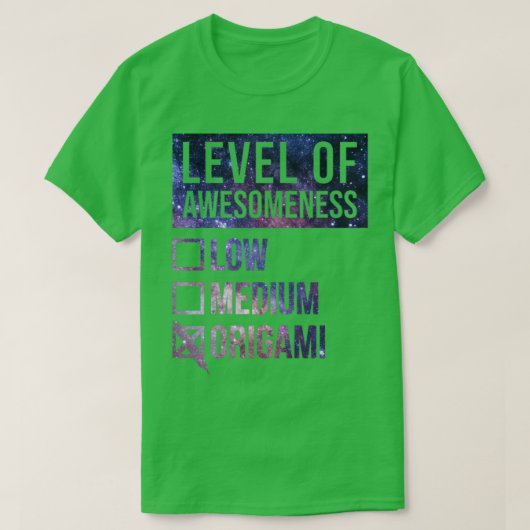 Funny Level Of Awesomeness Low Medium Gift Origami T-Shirt (Design vorne)