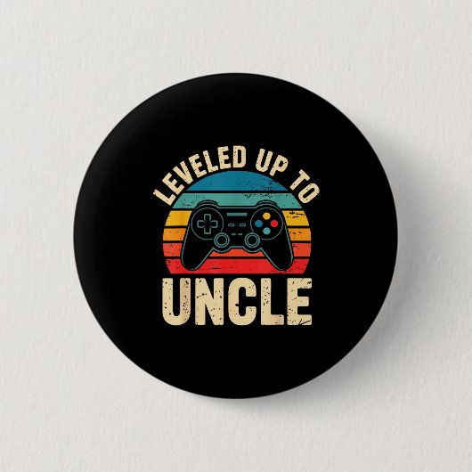 Funny Leveled Up To Uncle Video Gamers Gaming Cute Button (Vorderseite)