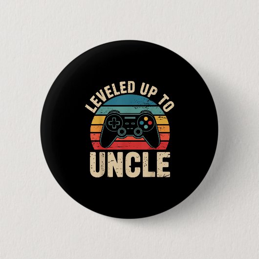 Funny Leveled Up To Uncle Video Gamers Gaming Cute Button (Vorderseite)